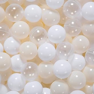 Balls for Ball Pit - Plastic Ball for Toddlers 1-3, Baby Kids Ball Pool Decoration 50 100 200 300 500 1000 (A White+Beige+Clear, 1000 Balls)