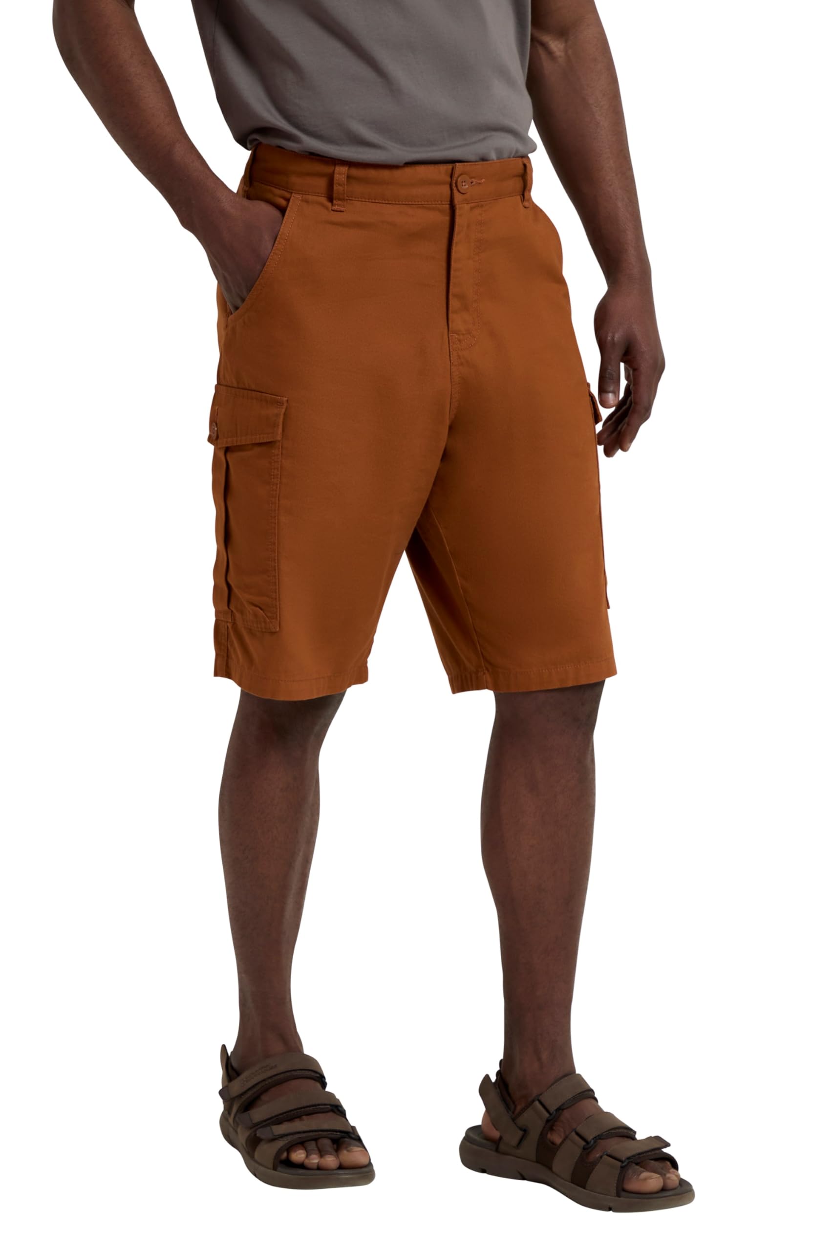 Mountain Warehouse Men's Rust Lakeside Shorts - 100% Durable Twill Cotton Cargo Shorts, Durable Shorts, 6 Pockets - Spring Summer, Walking, Running, Hiking & Camping W30