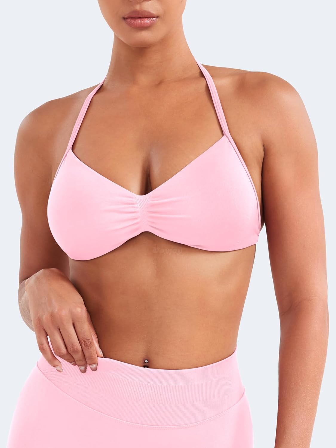 VOYJOY Impact Strappy Sports Bra Adjustable Padded Workout Gym Yoga Bra Crop Top for Women - Image 3