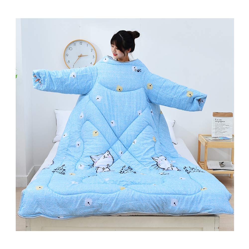 Hoxmoma A Hoxmom Child Blanket With Sleeves, Wearable Lazy Quilt With Zipper, Warm Cotton Sleep Sack, Thickened Cape Quilt, Windproof Cloak For Home Office 47 * 63In,