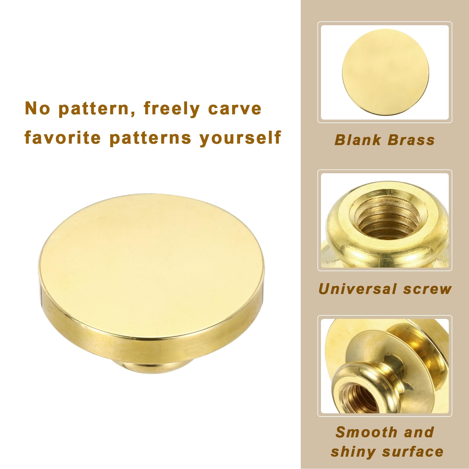 PATIKIL 30mm Blank Wax Seal Stamp, 3 Pack Round Sealing Wax Stamp Vintage Retro Brass Head for Envelope Invitation Cards - Image 4