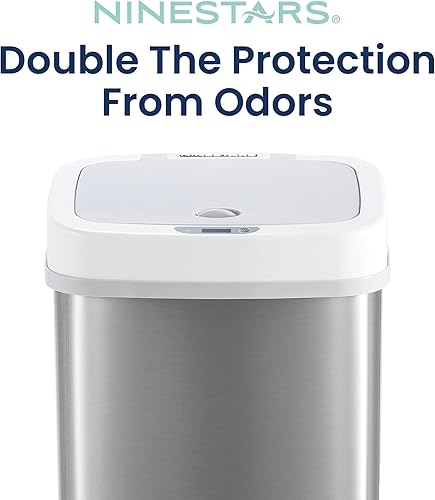 Miniatura 2 de Ninestars NPT-15-1WH - Papelera de plástico ABS (3,1 galones, 12 litros, sensor de movimiento, para eliminar pañales, color blanco