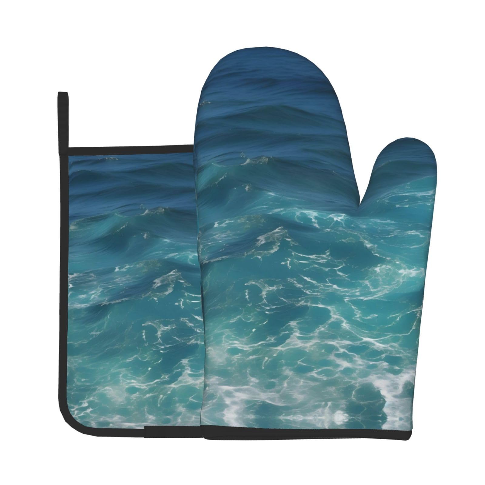 Oven Mitts and Potholders Set of 2 for Kitchen Baking Cooking GrayThe Deep Ocean Thick and Durable