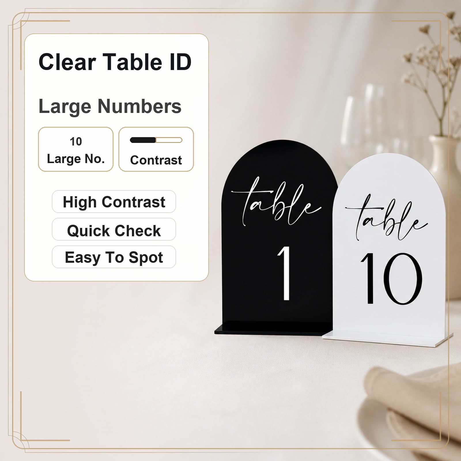 Tarjetas Números de Mesa,Letreros con números de Mesa,Fácil de Limpiar,Reutilizables,para cafeterías,hoteles,restaurantes,Servicios de Catering,Bodas,Banquetes,Fiestas,Eventos