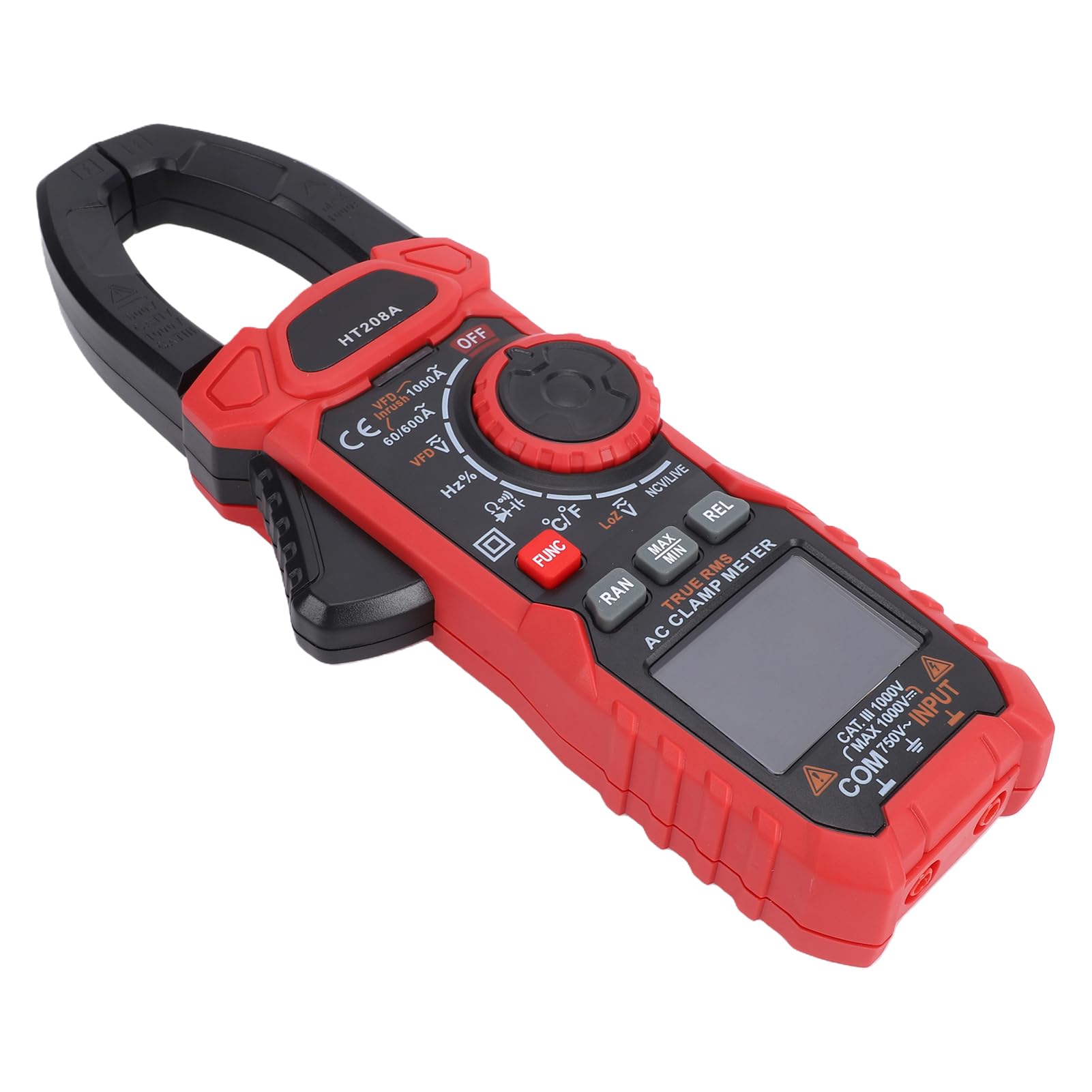 GOWENIC Cyfrowy Multimetr Cęgowy, Tester NCV Zliczający 6000 zliczeń, Miernik Cęgowy AC DC o średnicy 40 Mm z Napięciem, rezystancją, pojemnością, temperaturą, częstotliwością, Cyklem Pracy, (HT208A