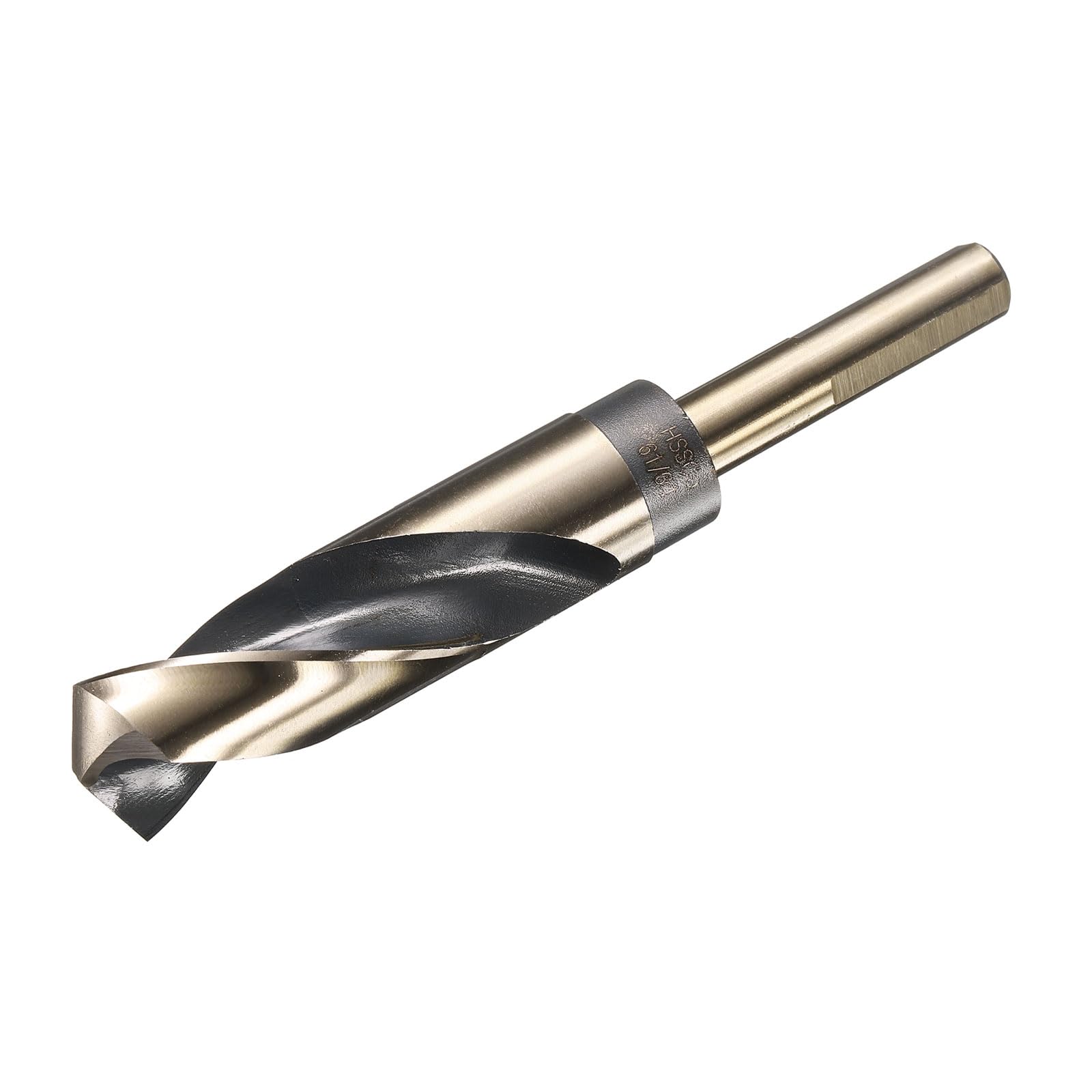 uxcell 61/64" Drill Bit 1/2" Reduced Shank 3-Flat M35 Cobalt 5% High-Speed Steel Twist Black and Gold Finish 135° Drill for Hard Metal Stainless Steel