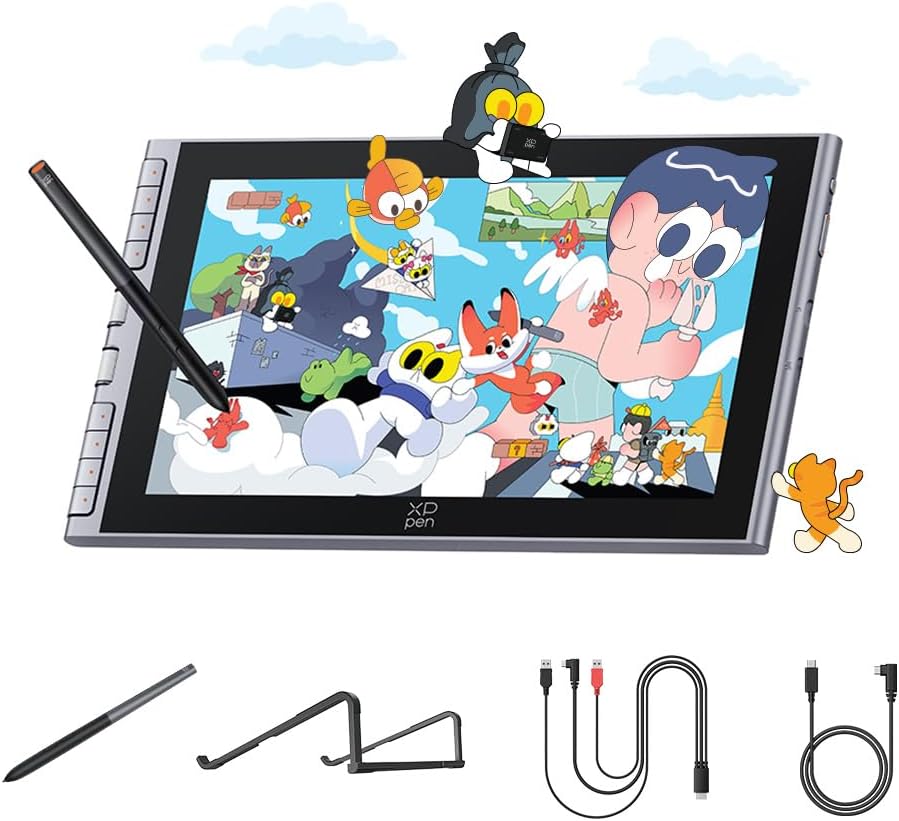 XPPen Artist 12 3rd 11.9" Drawing Tablet with Screen - 16384 Pressure X4 Chip Stylus, 99% sRGB Pro Gamut with OSD, Full-Laminated Anti-Fingerprint Etched Glass, for Android PC Professional Art