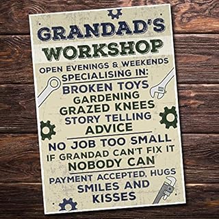 RED OCEAN Grandad's Workshop Hanging Wall Plaque Man Cave Den Shed Door Sign Gifts For Him