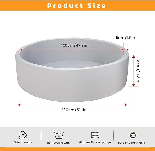 Miniatura 10 de Pequeño pozo de bolas de espuma viscoelástica para niños, piscina de bolas suave redonda para juegos de niños pequeños (bolas no incluidas)