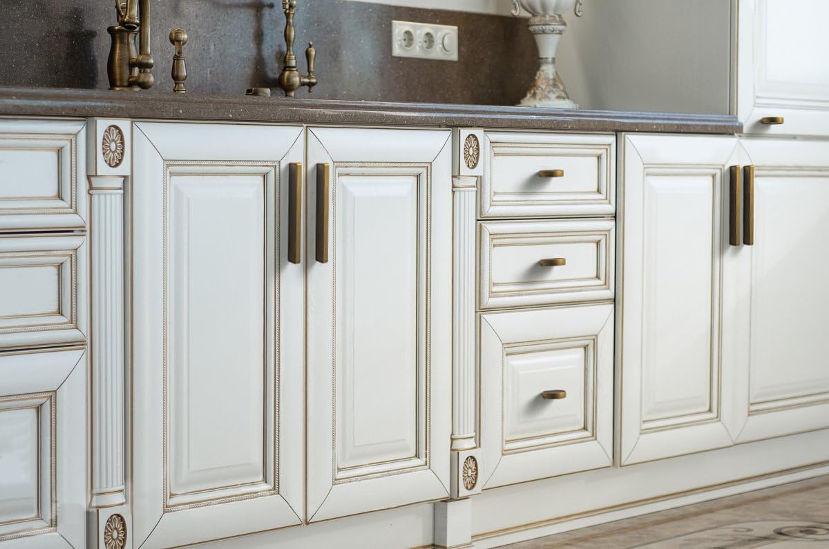 Goo-Ki 6 Pack Cabinet Knobs Antique Brass Zinc Alloy Kitchen Drawer Knobs Hardware, Single Hole Drawer Pull Handles for Bar Furniture