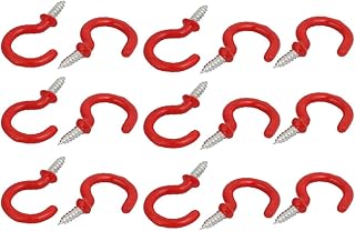 New Lon0167 7/8 Inch Plastic Coated Screw-in Open Cup Ceiling Hooks Hangers Red 15pcs(7/8 Zoll kunststoffbeschichtete einschraubbare offene Tasse Deckenhaken KleiderbÃ¼gel Rot 15st