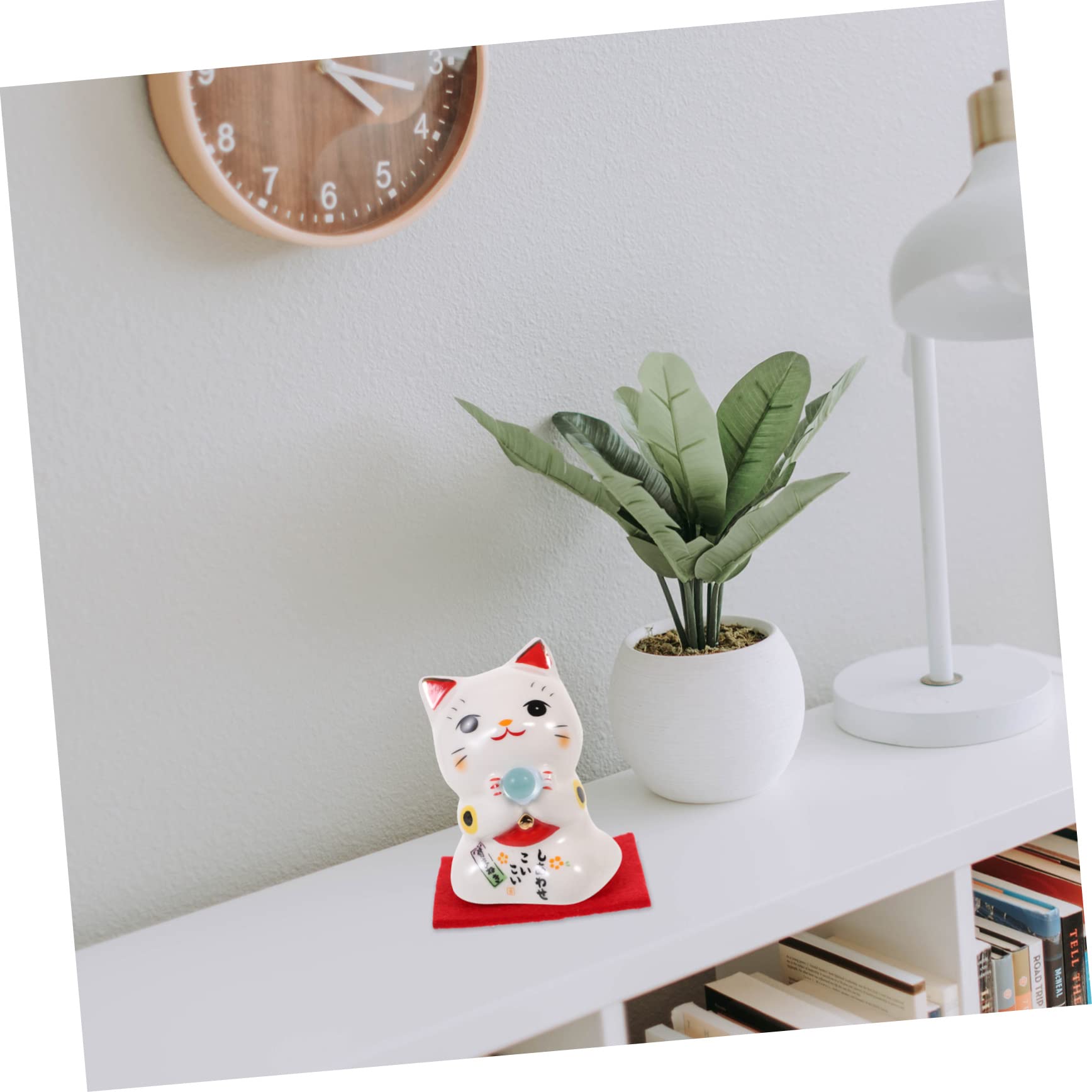 Alipis 8 Pièces Chat Chanceux Animaux Miniatures Statue Maneki Neko décoration Miniature Faire Signe Jouet décoration Maison Joli décor de Chat de en céramique Blanche