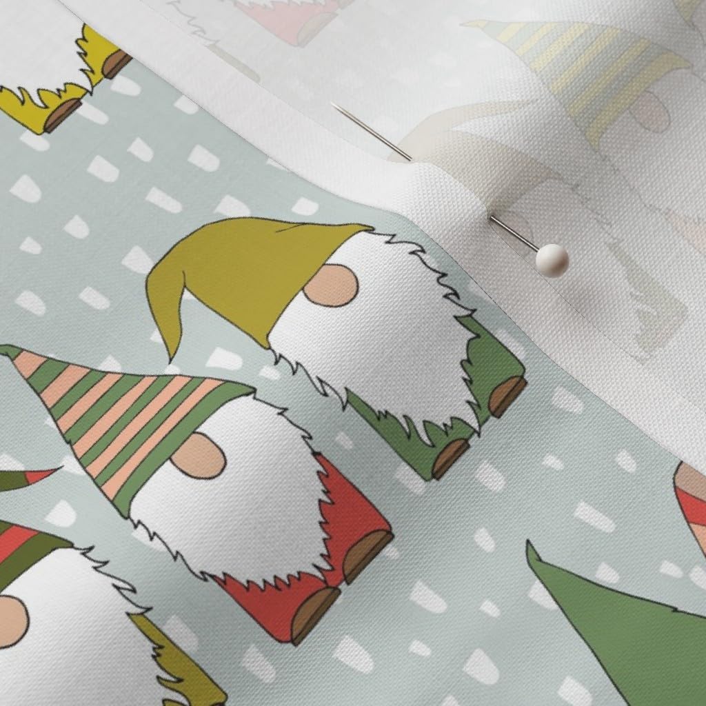 Spoonflower Fabric - Christmas Gnomes Holiday Stripes Hats Winter Striped Green Blue Printed on Petal Signature Cotton Fabric by The Yard - Sewing Quilting Apparel Crafts Decor