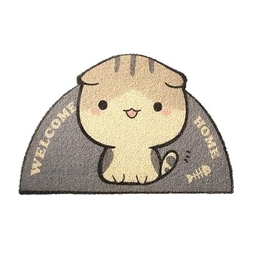 ENFILY 23.6x15in Pet Cats Litter Mat, Water Proof PVC Cute Feeding Mats, Non-Slip Pets Meal Eating Bowl Pad, Easy Clean Washable Pet Accessories (Fold-Eared cat)