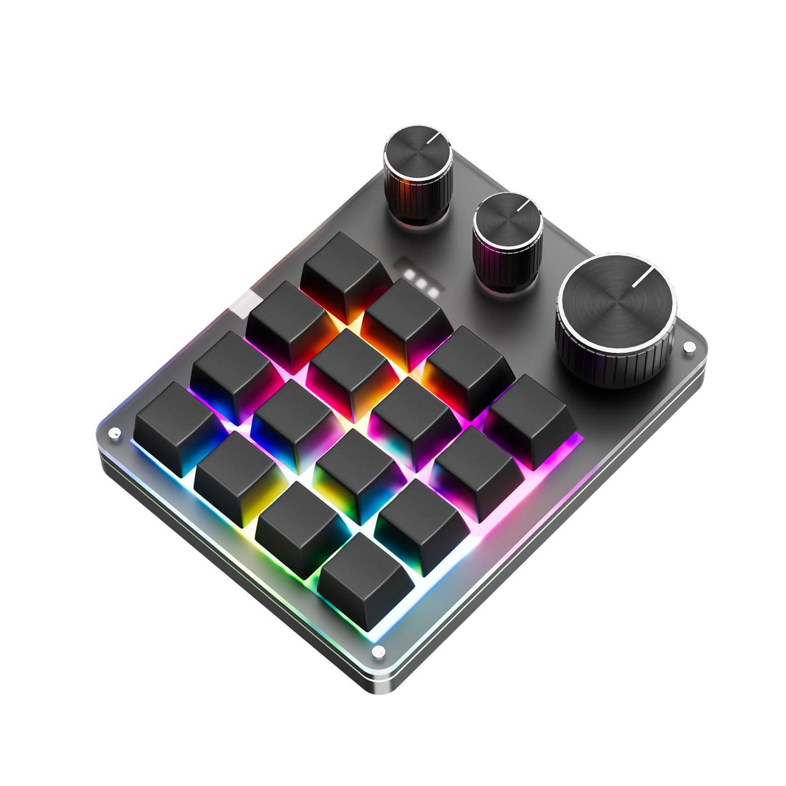 Programmierbare Makrotastatur, 16 Tasten Kabelmechanische Spieltastatur, 3 Benutzerdefinierte, Kopieren Sie Makropolster mit Rotem Schalter EIN. (Black)
