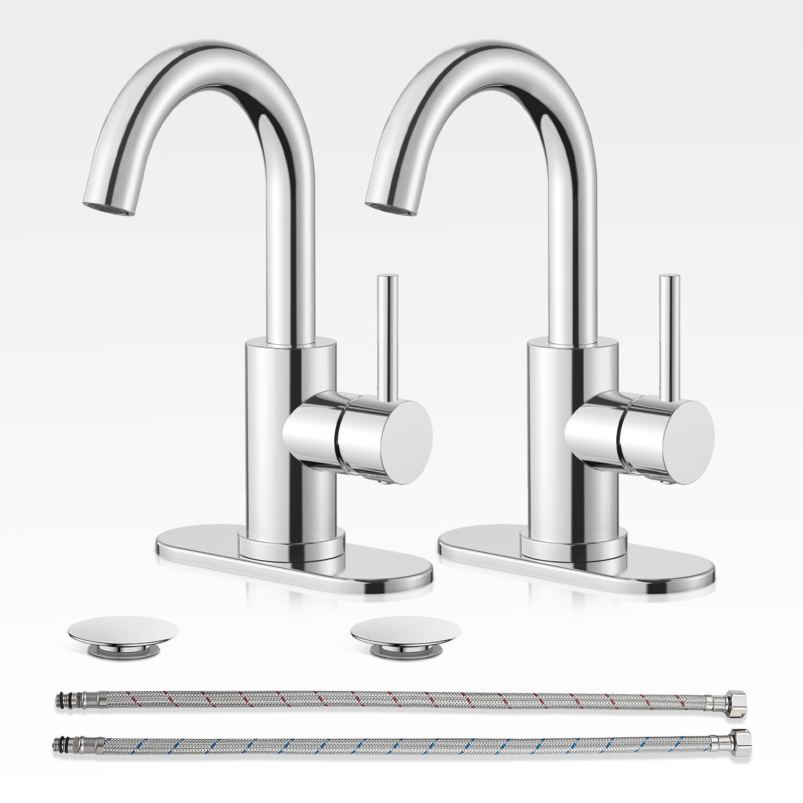 Robinet de salle de bain 1 ou 3 trous mitigeur monocommande avec deux tuyaux
