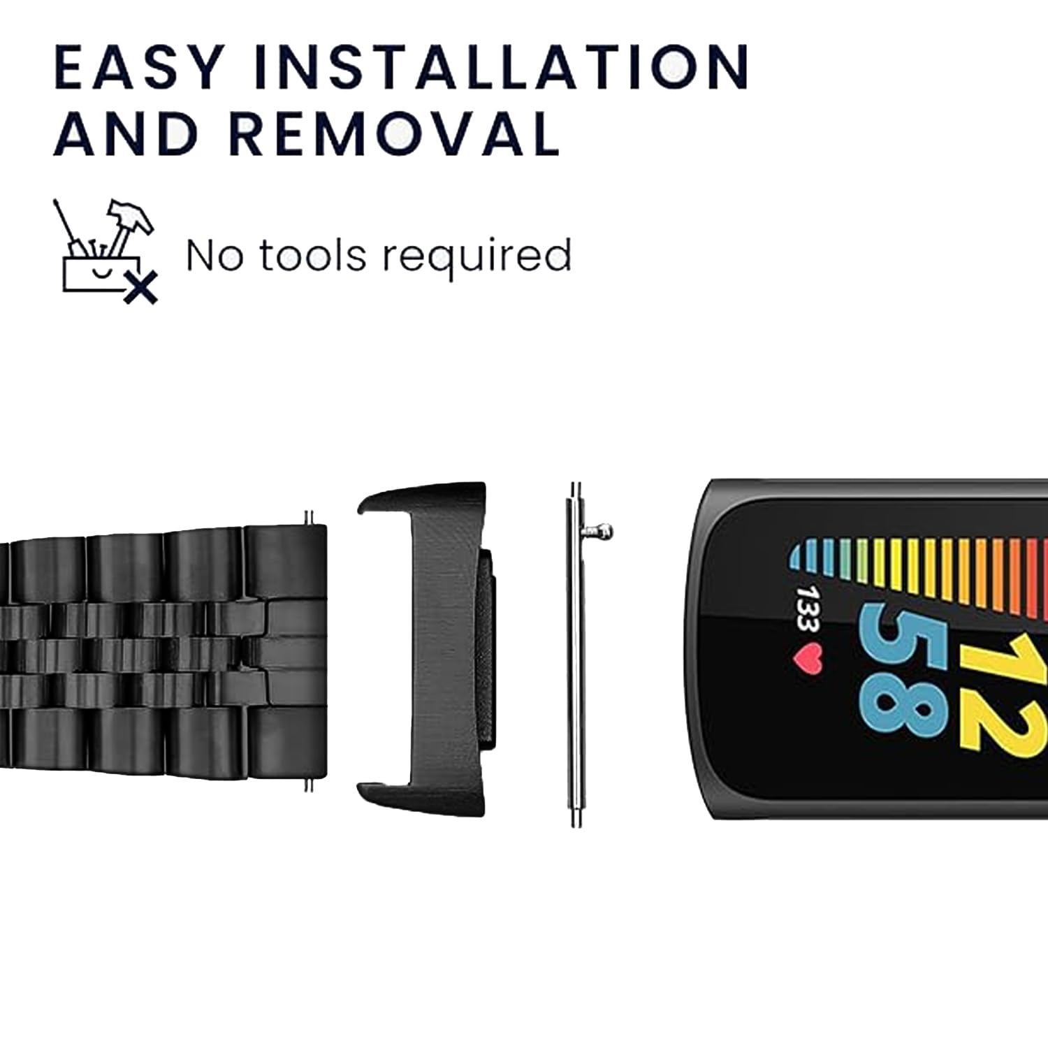 18mm Złącze metalowe do Paska Fitbit Charge 6, adapter szybkiego montażu, złącze wymienne do pasków Fitbit Charge 5.