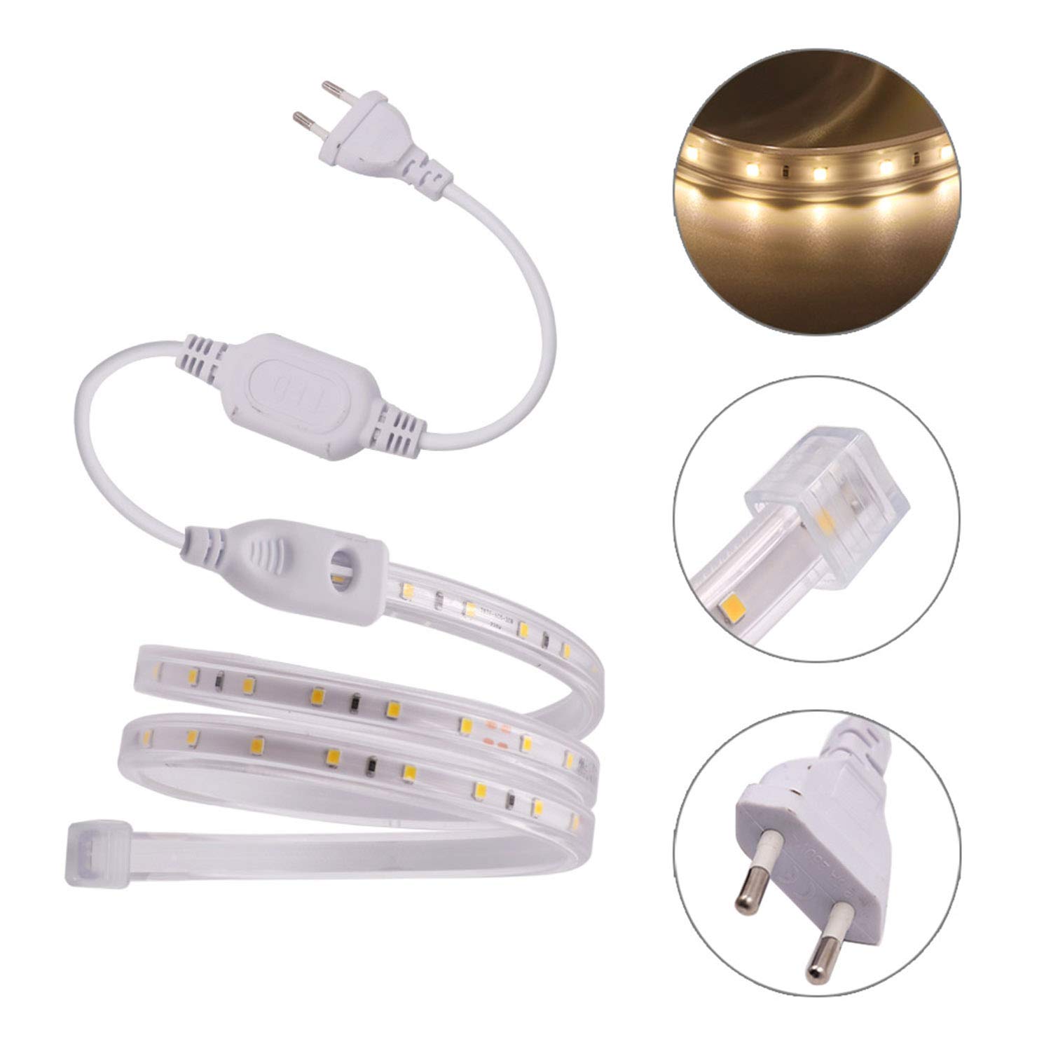 Taśma LED, wodoszczelna, bardzo jasne oświetlenie LED, ze stekcccccerem UE, 120 diod LED/m, 900 lm, taśma LED, zimna biel, (12 m) UE