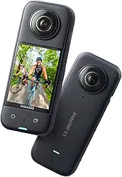 Câmera de Ação Insta360 X3, Impermeável, Sensores de 48 MP de 1/2 polegada, Vídeo HDR ativo 5,7K 360º, Foto de 72 MP, Lente Única 4K, Modo Me de 60 FPS, Estabilização, Streaming ao Vivo