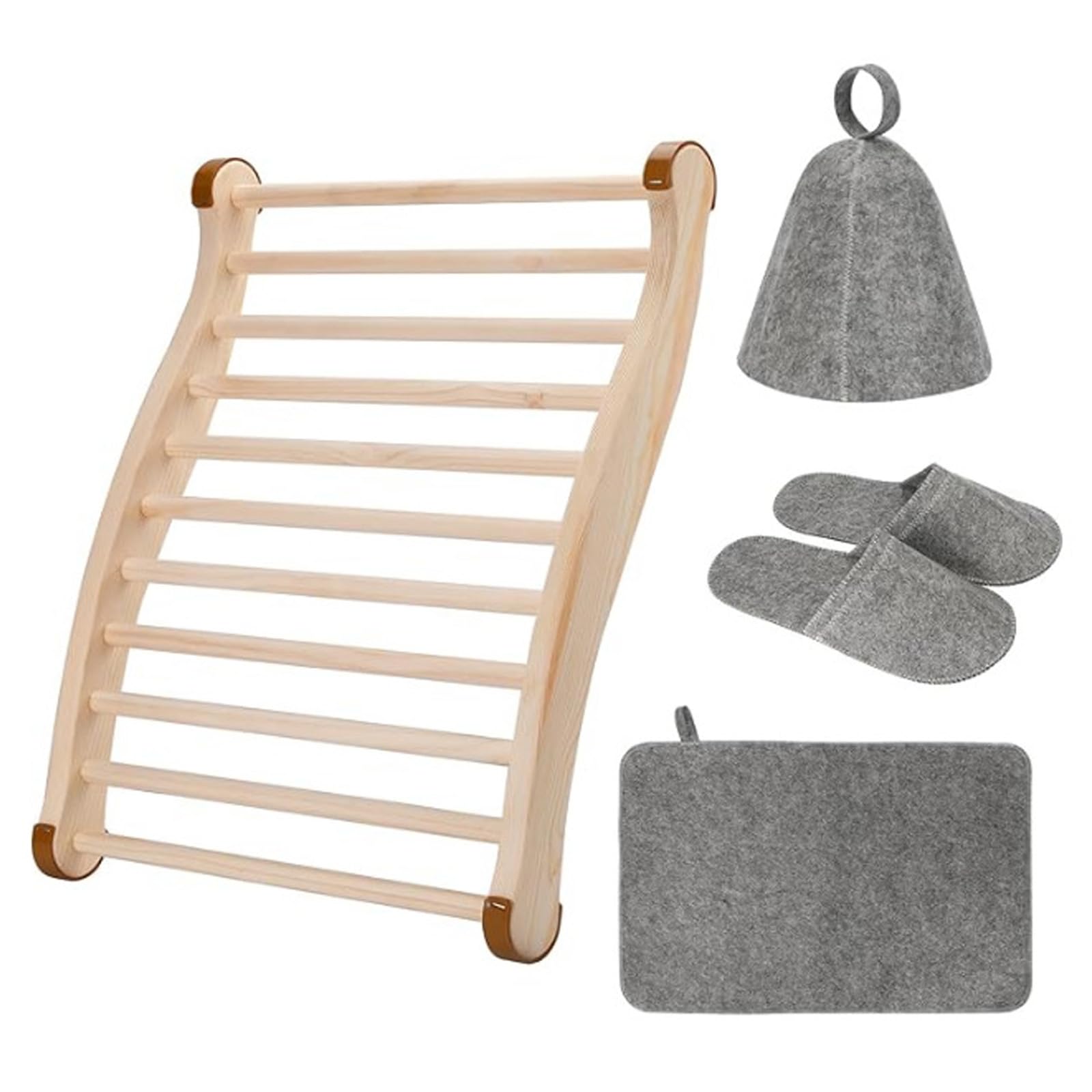 HDOYTXXM Premium Sauna Backrest with S-Shaped Design Stable Base and Wool Felt Accessories Sauna Cap and Seat Pad