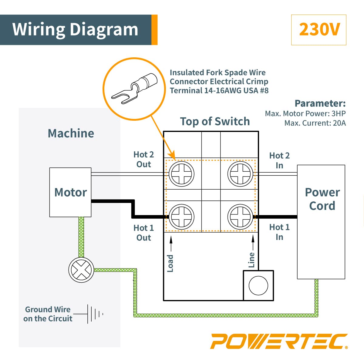 Wiring Diagram for POWERTEC Paddle Switch (General)