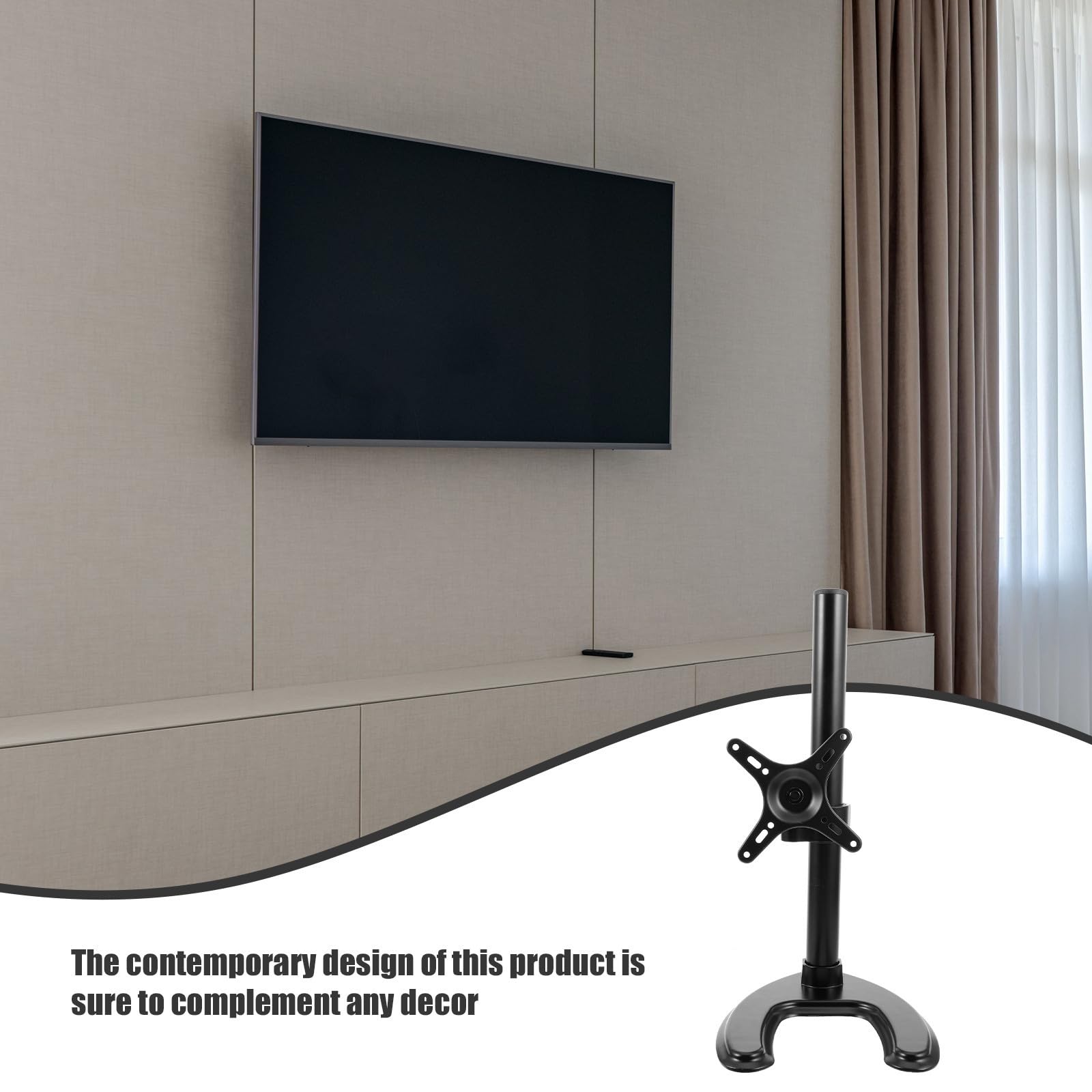 Base de Soporte para TV de Sobremesa Negra de Aleación de Aluminio