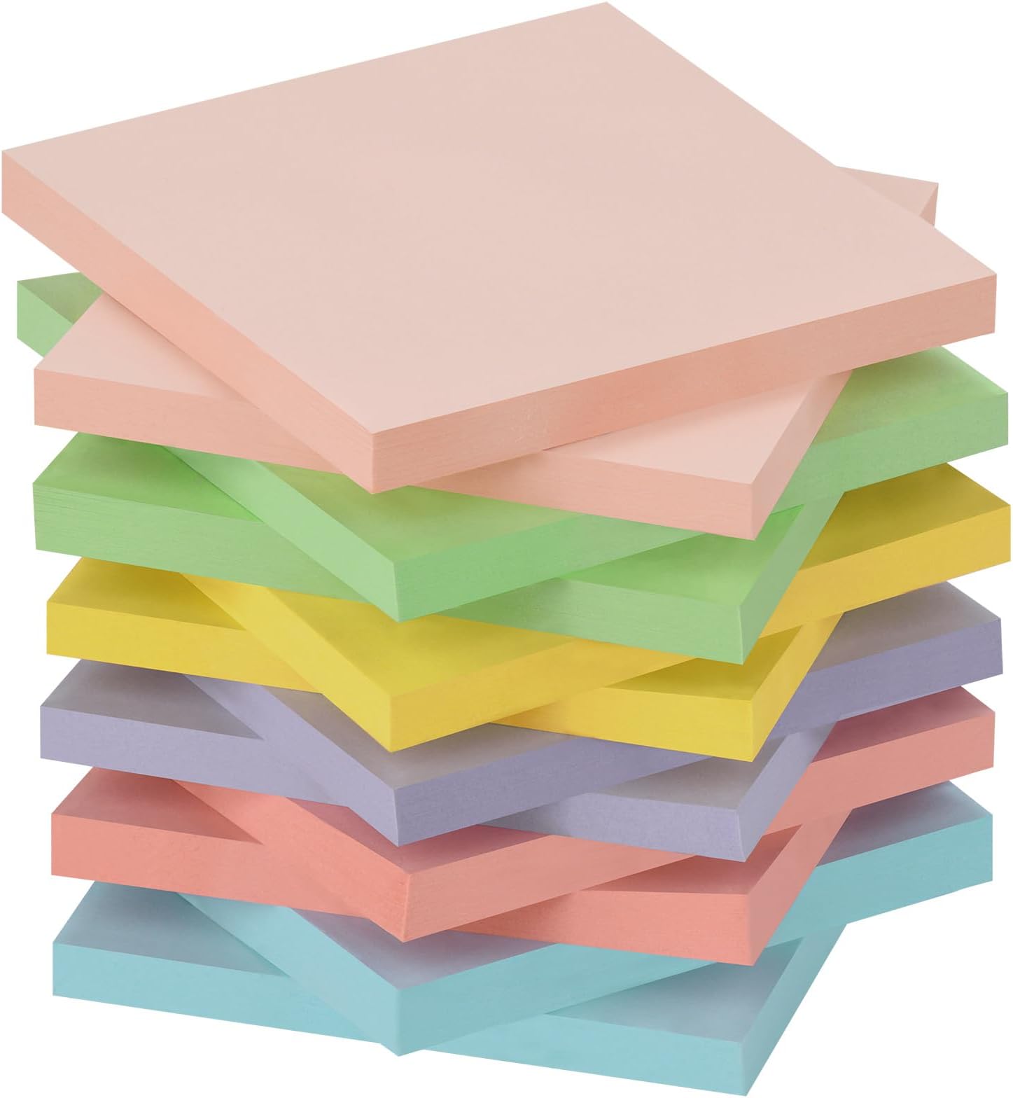 ZCZN 12 Pads Pastel Sticky Notes Jeju Colour, 60 Sheets Per Pad, Use as Reminders, to-Do, Memos