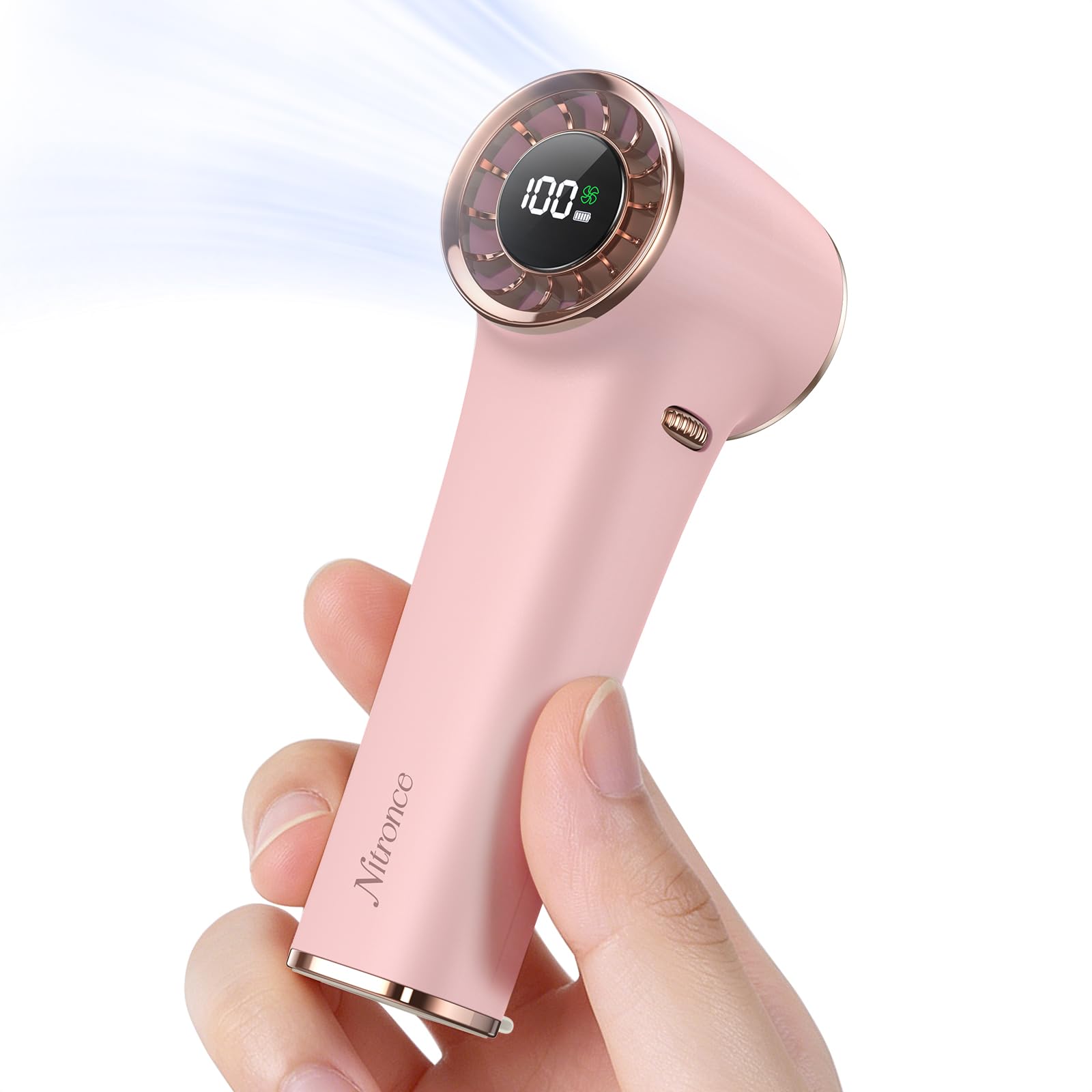 NITRONCE Mini Ventilator, 97g Ultra Leicht 20000RPM Portable Fan mit Bis Zu 10m/s Windgeschwindigkeit, USB-C Handventilator Akku Aufladbar für Reisen, Wandern, Outdoor, Geschenk für Frauen