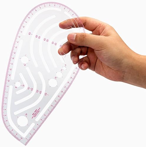 Miniatura 8 de BUDDE Sew French Curve Métrica Ruler - Juego de reglas de costura métricas transparentes de 4 estilos, kit de regla de patrón de curva francesa para