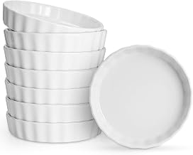 Foraineam Set of 8 Pieces Porcelain Ramekins, 5 Ounce Creme Brulee Ramekin Dishes Round Baking Ramekins Set