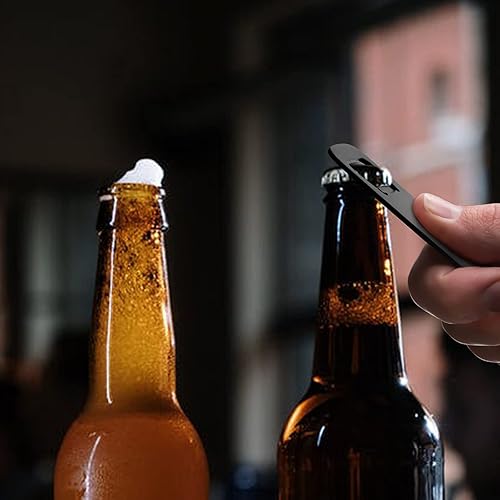 Miniatura 2 de Abrebotellas de acero inoxidable con forma de abrebotellas, abrelatas de cerveza negra, mango plano, abrebotellas de cerveza para el hogar, cocina,