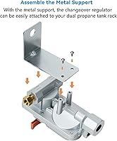 Vista 4 de Skyflame Regulador de propano RV para tanques duales, regulador LP de cambio automático de 2 etapas con 2 piezas coletas de 12 pulgadas