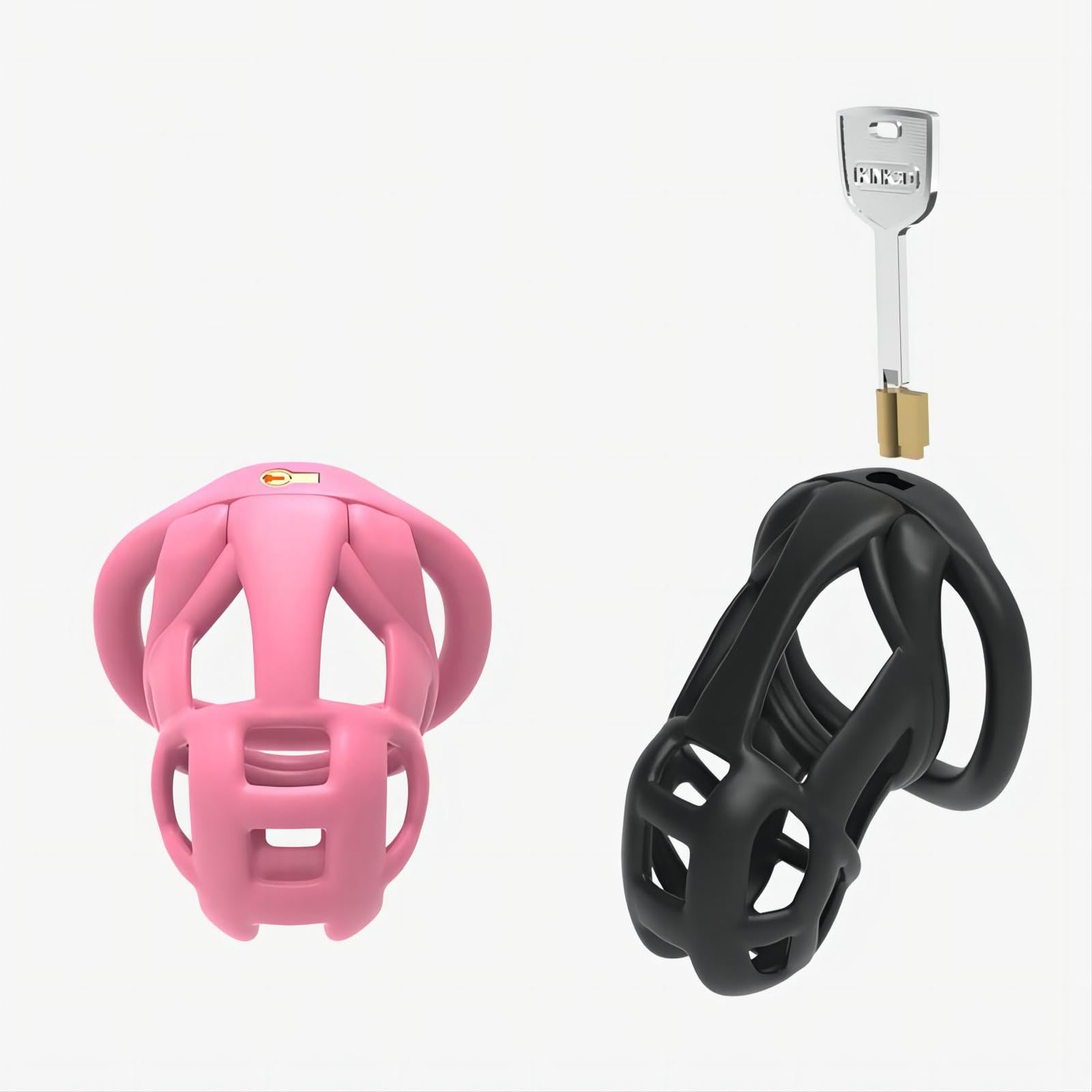 Cage de Chasteté Pénis Sex Toys Chastity Cage pour Pénis avec 4 Anneaux Différents Ceintures de Chasteté avec Serrures Invisibles pour Immobiliser Les Pénis d'Hommes Respirante et Légère (Black,L)
