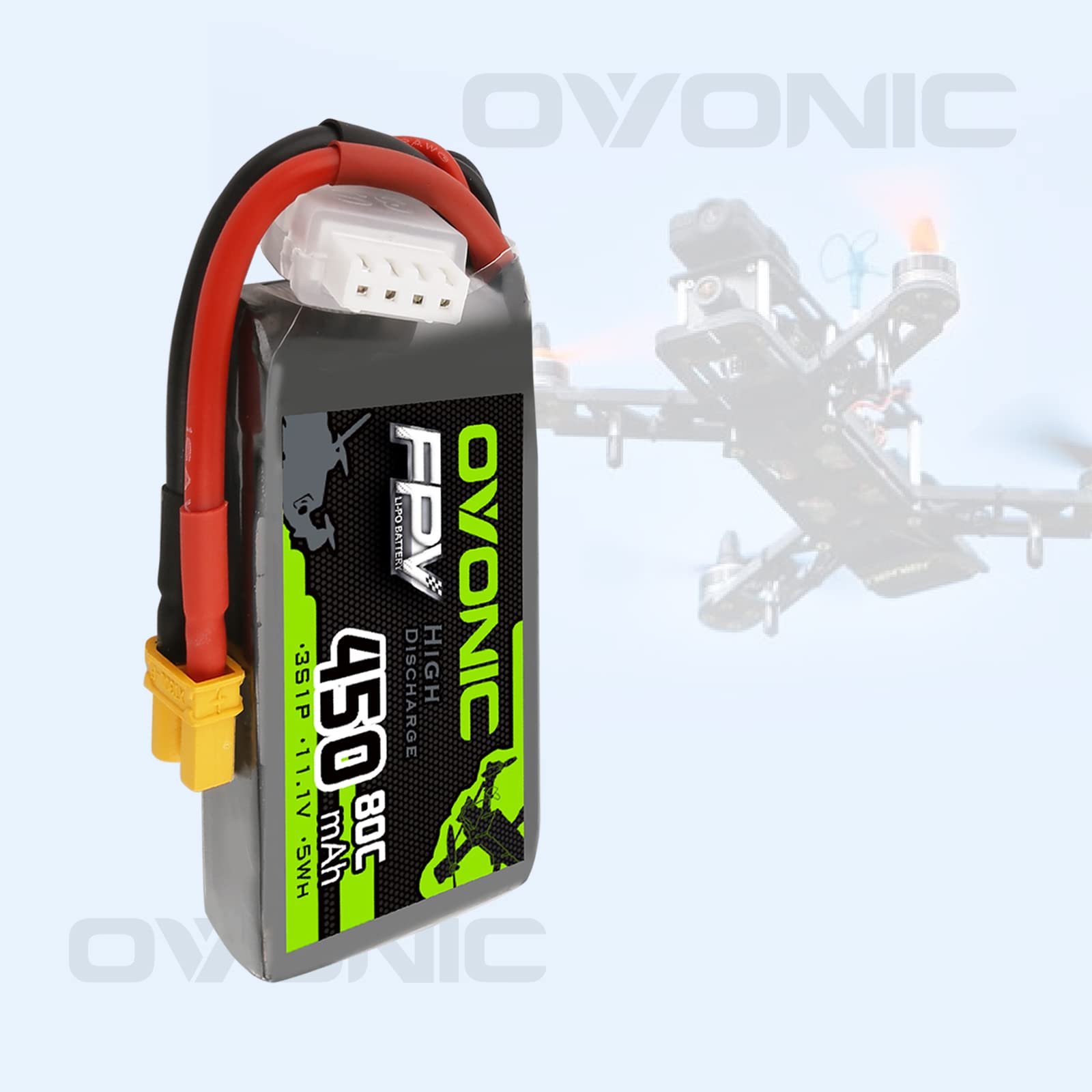 OVONIC Lipo Batterie 850mAh 80C 4S 14.8V XT30 Prise Pour Drones 3-5