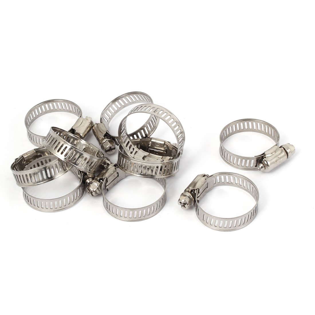 Aexit Adjustable 18mm-32mm Clamps Range Band Worm Hose Clip Clamp Strap Clamps 10 Pcs
