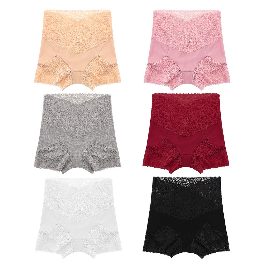 LQQ Bikinis majtki do talii, 2 sztuki, koronka, majtki maxi, wysoka moc, dla kobiet, bielizna bawełniana, rozpinane, liście, multipack (kolor: A, rozmiar: M)