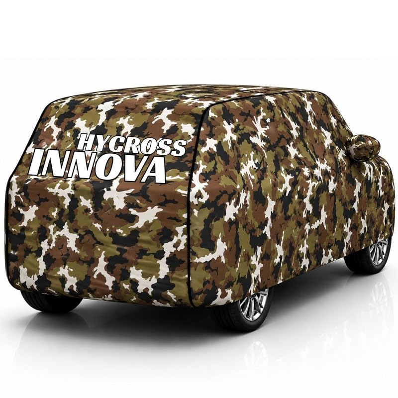 Image of Back-Boo Heavy Waterproof Innova Hycross Car Cover | Polyester Car Body Covers for Rain & Sun | UV Protection, Dustproof, Scratch Resistant, Windproof, Heat Resistant, Custom Fit - (Jungle)