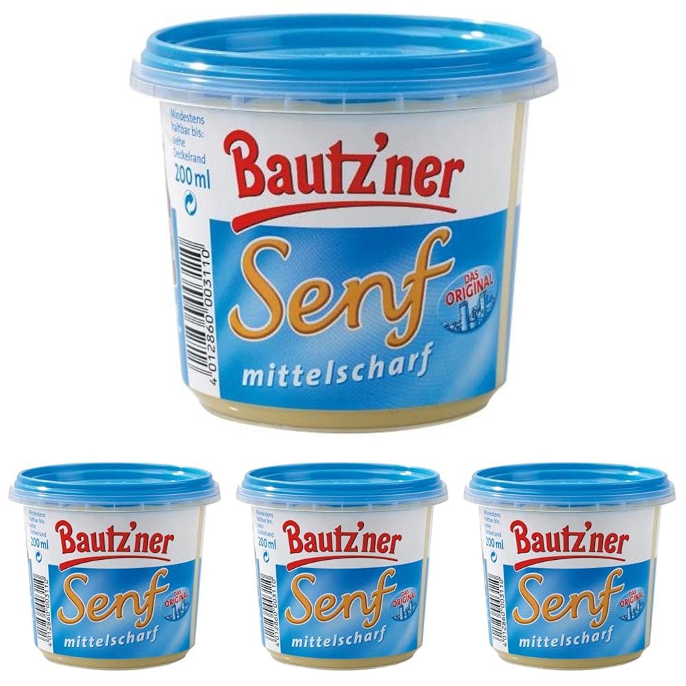 Bautz'ner Senf mittelscharf 200 ml Becher (Packung mit 4)