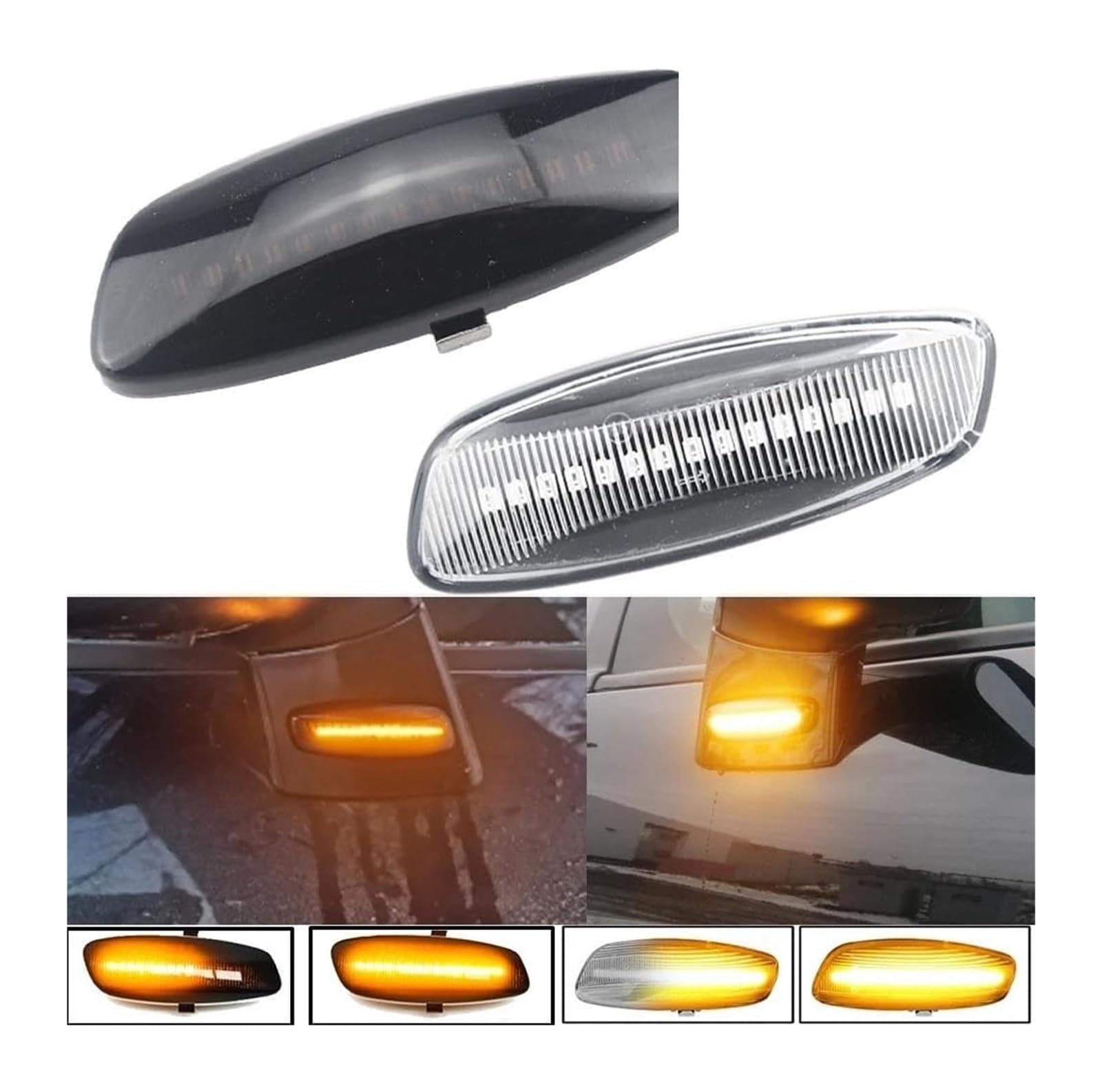 Para C4 Para C3 Para C5 DS3 DS4 Luz Indicador Lateral Dinámica Intermitente Secuencial Luces Señal Giro Coche Señal Giro Espejo(Dynamic Crystal Type)