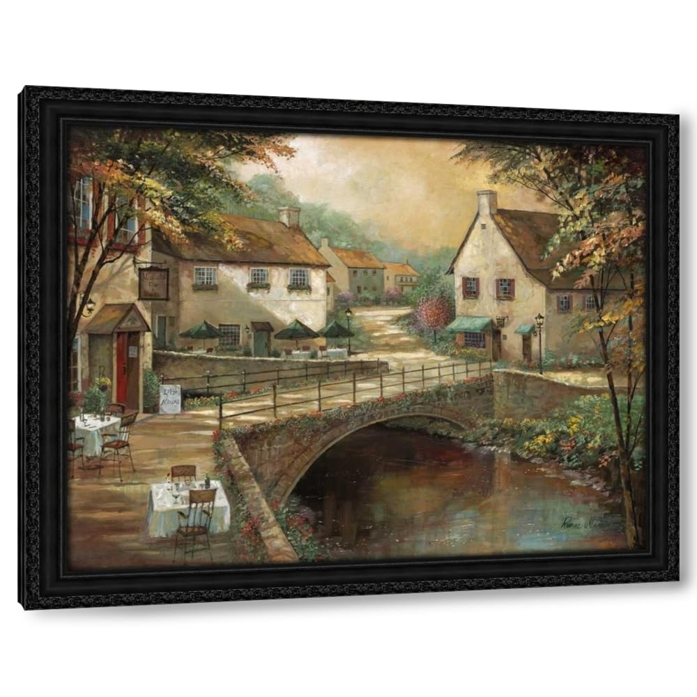 Manning, Ruane 35x28 Black Ornate Framed Canvas Art Print Titled: Michaels Pub