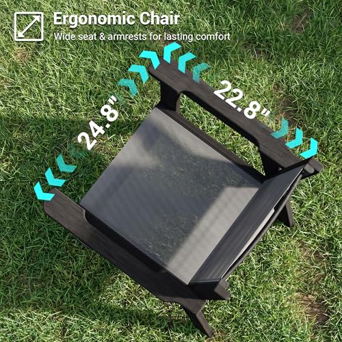 Image of HDPE Outdoor Dining Chairs Set of 2 | Textilene Weather Resistant Patio Stackable Chairs for Garden, Backyard, Lawn and Poolside, Black