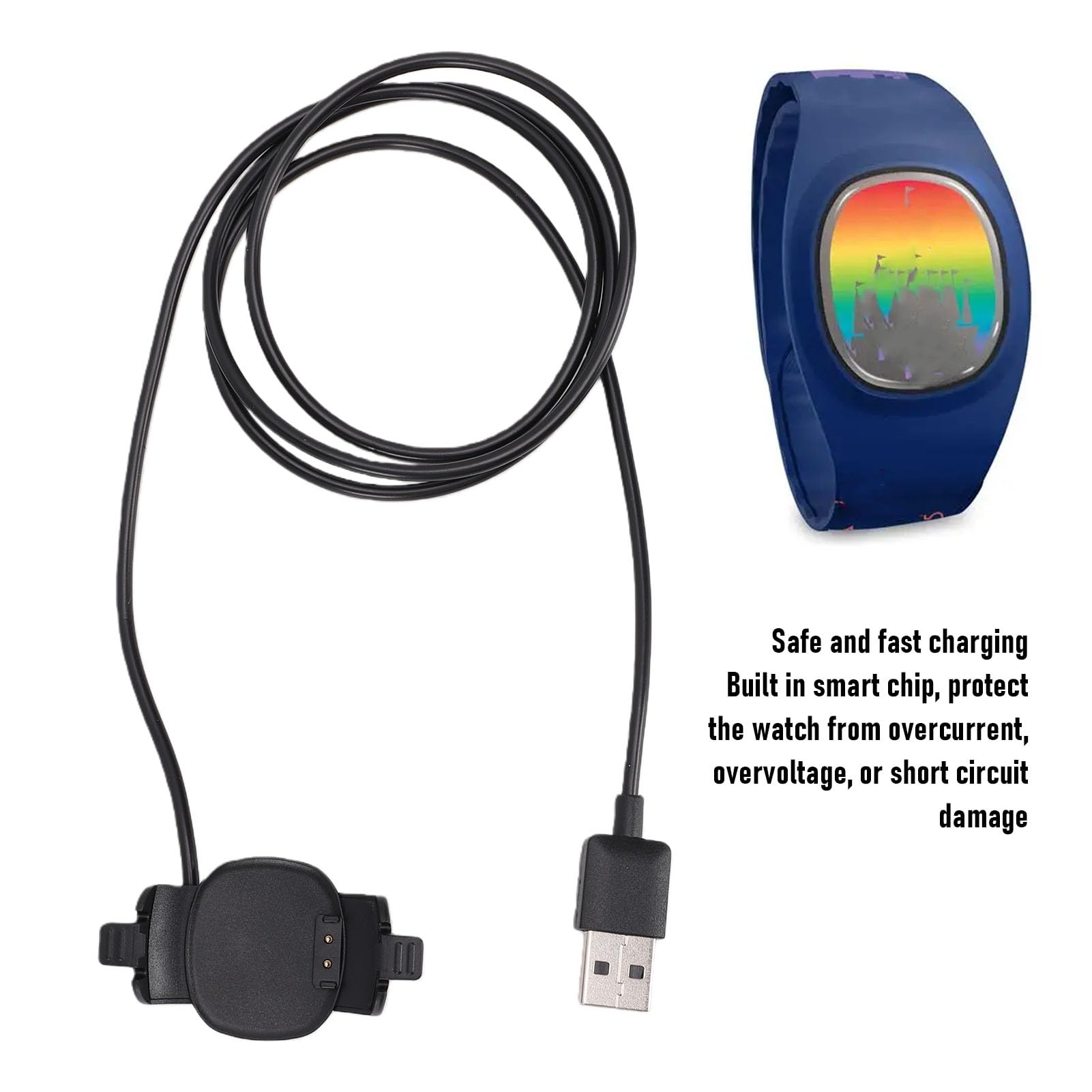 Fabater Caricabatterie per smartwatch, cavo di ricarica magnetico USB sostitutivo per MagicBand Plus, con chip intelligente integrato ricarica rapida e semplice, 3,3 piedi (4PCS) (4PCS)