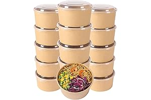 JAYEEY 34OZ Disposable Kraft Paper Bowls with Lids
