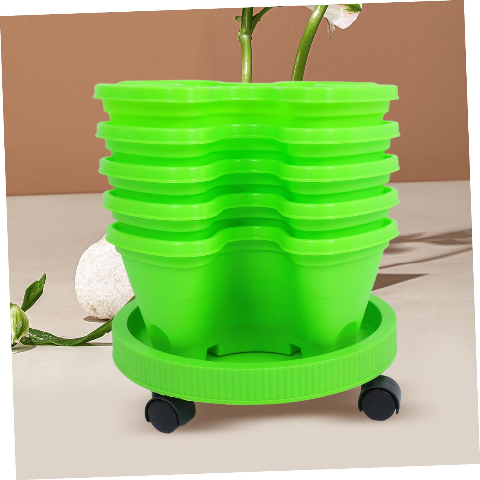 Mikinona Tour de Jardinière Empilable Multicouche Abs Vert pour Fraisiers