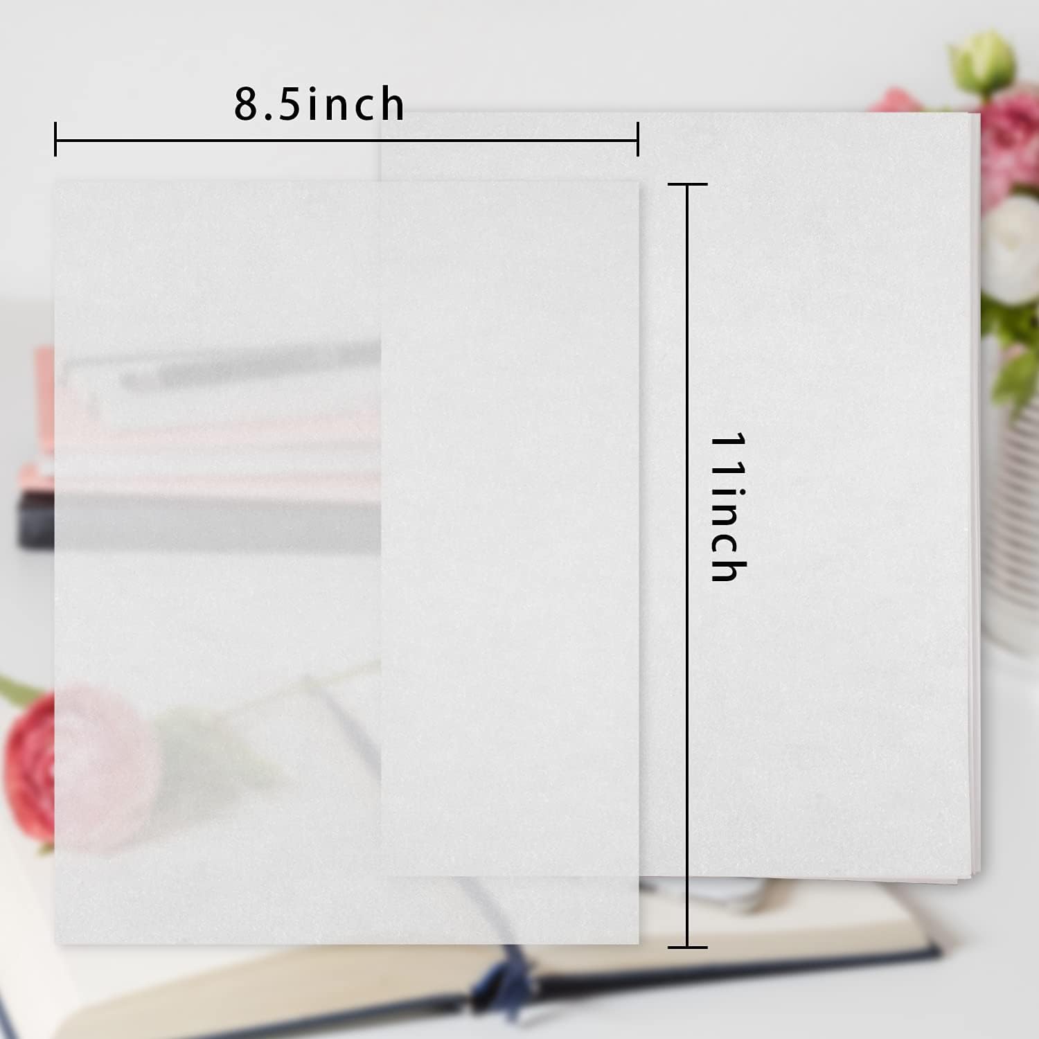 Vellum Paper 8.5x11 Translucent Printable Tracing Paper for Drawing 150 Sheets 50LBS/73GSM
