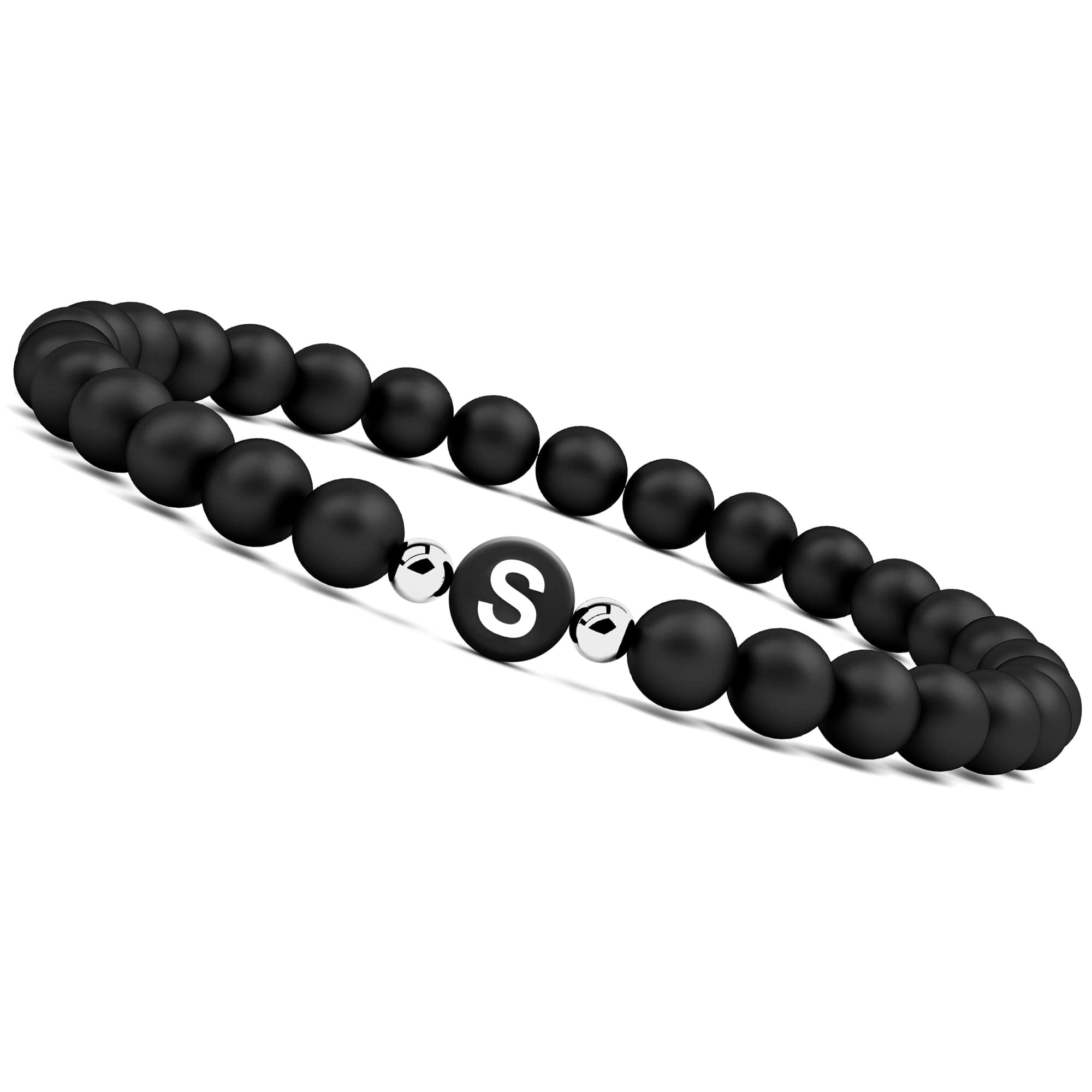 Sponsored Ad – Bracelet with letters for couples I partner bracelet with real 6mm natural stone beads I couple gift for women and men