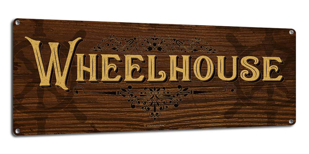 Wheelhouse, 5.75 x 15.5 Inch Aluminum Sign, Nautical Theme Wall Decor for Beach or Sea Cottage, Lake House, Housewarming, Gifts for Boaters, Ocean Lovers, Sailors, Marines, Coast Guard AL-0616-RK3127