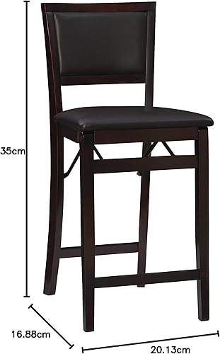 Miniatura 19 de Taburete Linon con espalda tapizada, PVC Contrachapado Madera Goma, Espresso