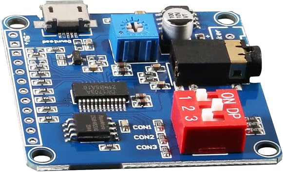 2Pcs Voice Playback Module Board MP3 Player Music Voice Board, 5W 64MBit Flash Serial Control SD/TF Card