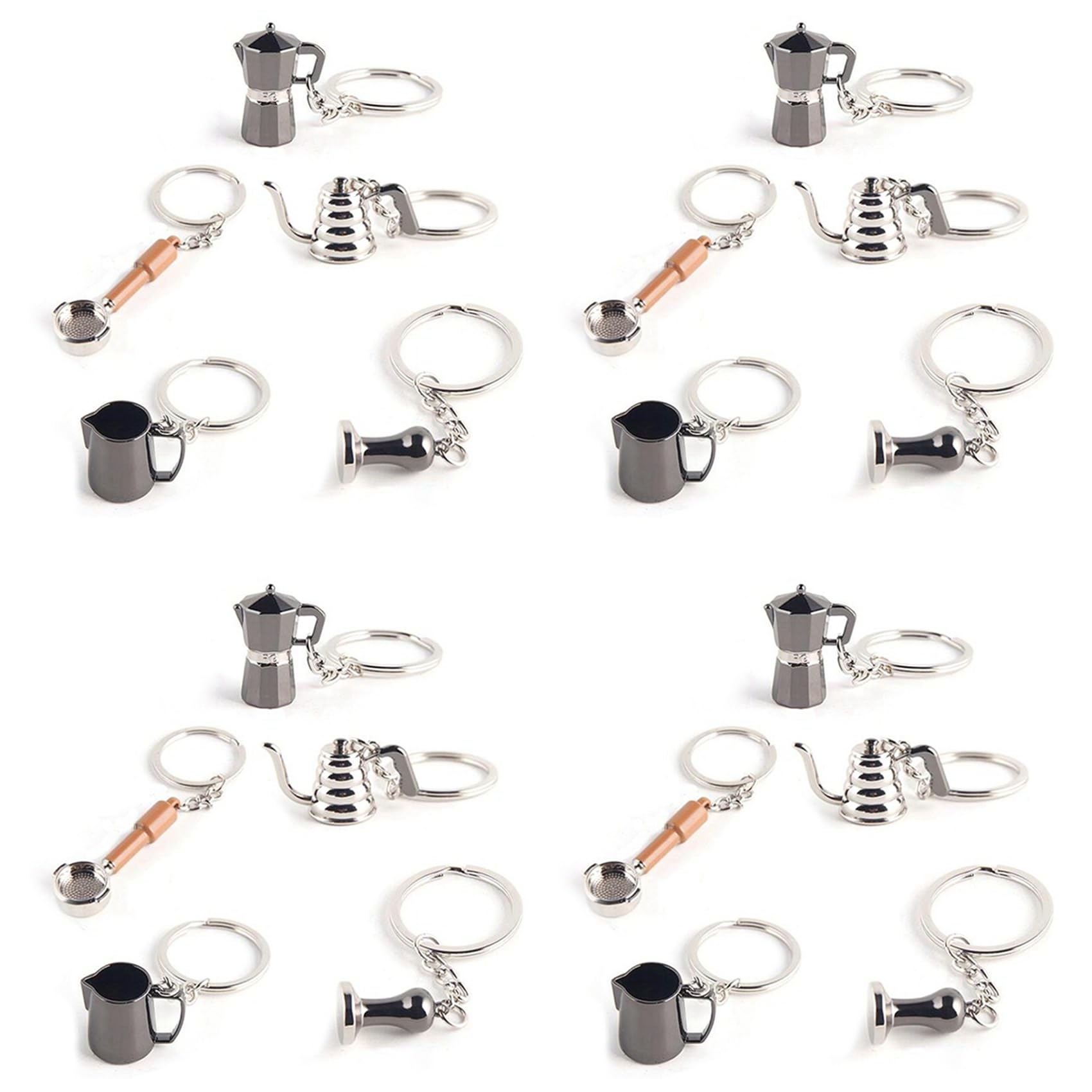 TsoLay 20PCS Barista Coffee Tamper Keychain Espresso Portafilter Moka Pitcher Keyring Portable Coffee Accessories Gift